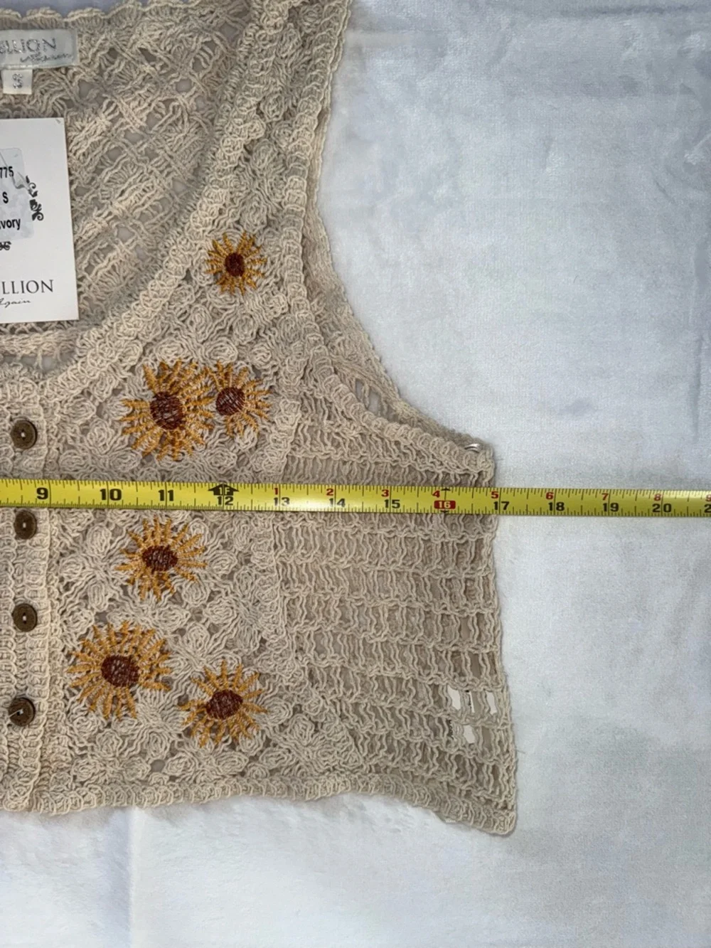 Rebellion Again Women Size S Vest Knit Embroidered Floral Cotton New Sleeveless - Picture 4 of 8